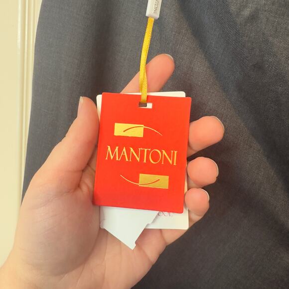 NWT Mantoni Men’s No Pleat Unhemmed Dress Pants Size 46R 100% Wool Gray Office - Picture 3 of 11